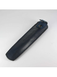 Grand Fourreau Cuir Vuarnet® à fermeture Bleu (1 Stylo)