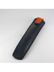 Grand Fourreau Cuir Vuarnet® à fermeture Bleu/Orange (1 Stylo)