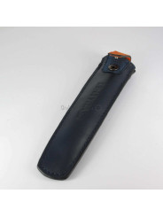 Grand Fourreau Cuir Vuarnet® à fermeture Bleu/Orange (1 Stylo)