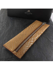 Trousse Plate Cuir Mignon® Python Métal Cuivre