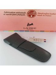 Etui Cuir Laurige® Gris 2 Stylos
