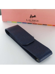 Etui Cuir Laurige® Marine 2 Stylos Aimanté