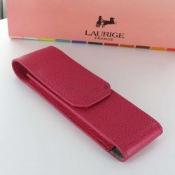 Etui Cuir Laurige® Fuchsia 2 Stylos Aimanté