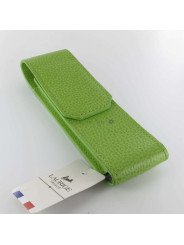 Etui Cuir Laurige® Pistache 2 Stylos Aimanté
