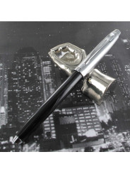 Stylo Plume (fine) Sheaffer® "Serie 100" Laqué Noir Chromé Brossé