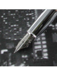 Stylo Plume (fine) Sheaffer® "Serie 100" Laqué Noir Chromé Brossé