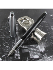 Stylo Plume (fine) Sheaffer® "Serie 100" Laqué Noir Chromé Brossé
