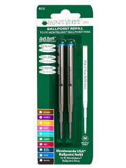 Pack de 2 Recharges BILLE BLEUE MOYENNE 0,7 mm (recharge générique/compatible) pour stylos MB.