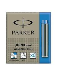 Cartouches petit format Bleues effaçables Parker Quink- Boite de 5